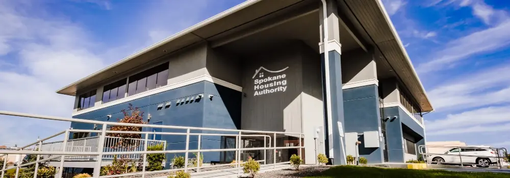 Spokane Housing Authority office building with an accessible entrance ramp.